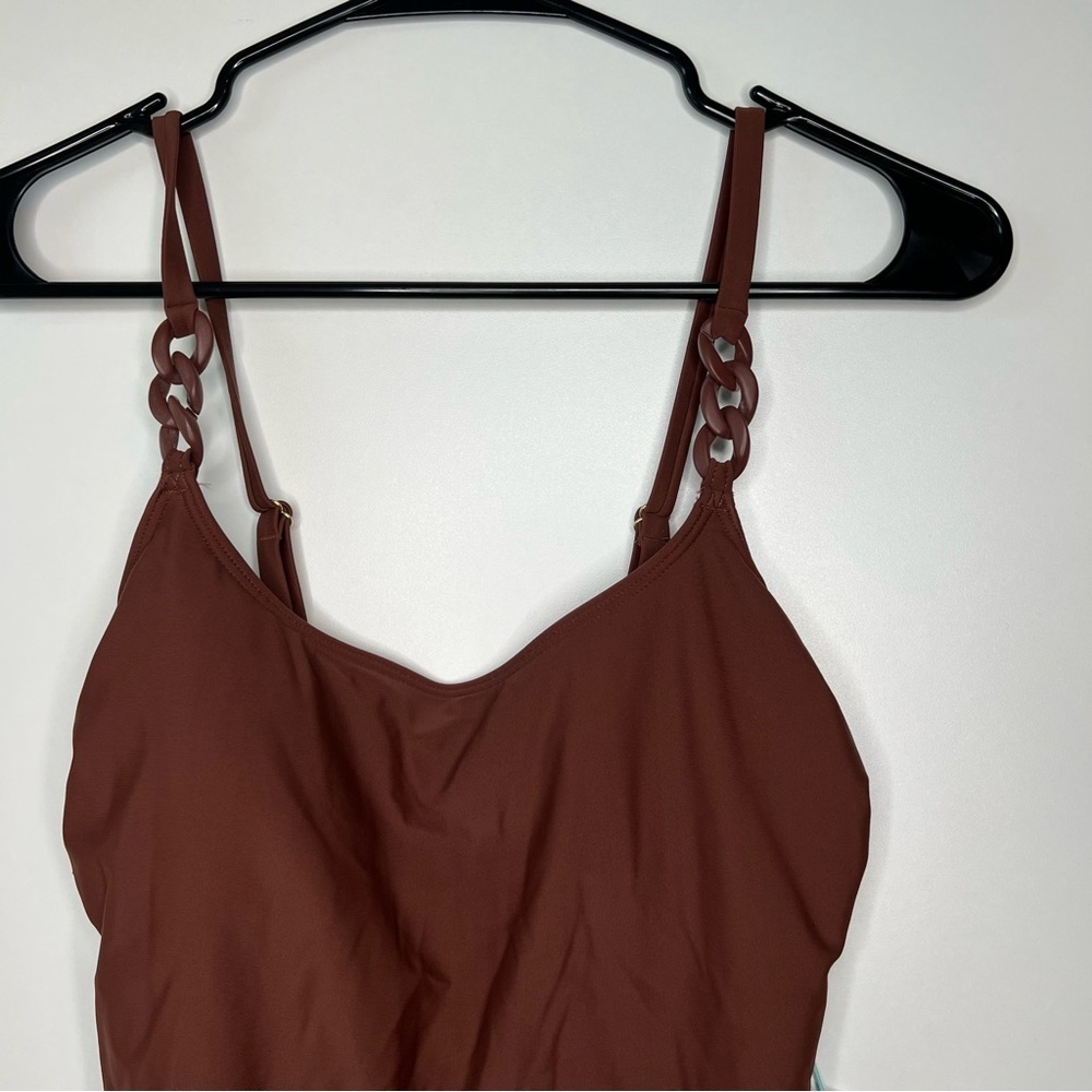 NEW Chain Link Medium Coverage One Piece Swimsuit Kona Sol Brown Bikini Women’s‌ - Picture 9 of 12